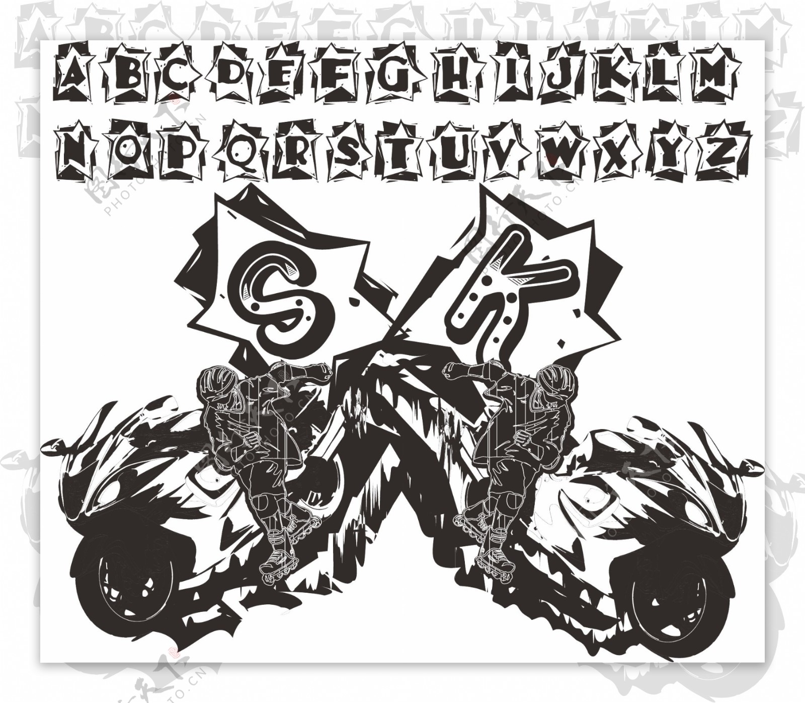 超炫酷摩托配滑轮sk标志图片