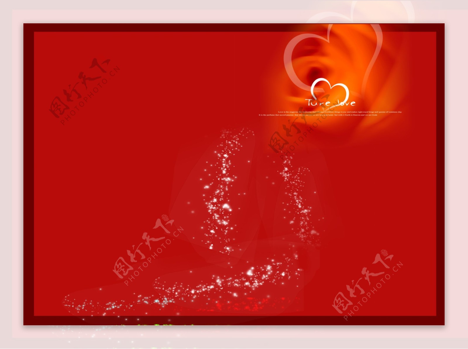 浪漫红色心型玫瑰背景psd分层素材源文件