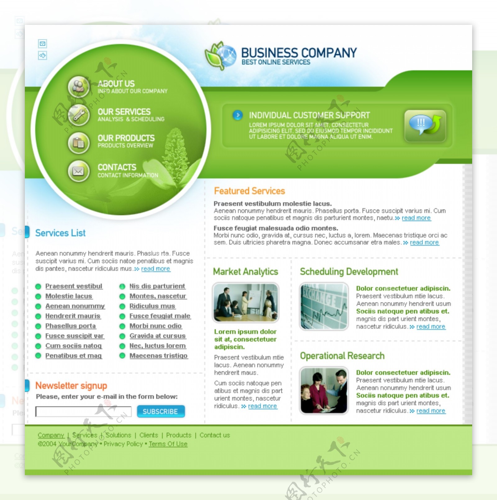 网页模板绿色自然清新健物科技图片