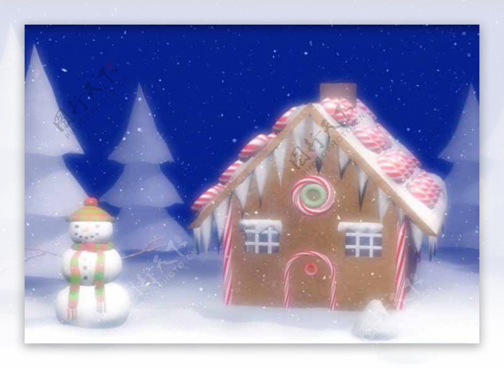 雪地圣诞屋标清动态背景视频素材