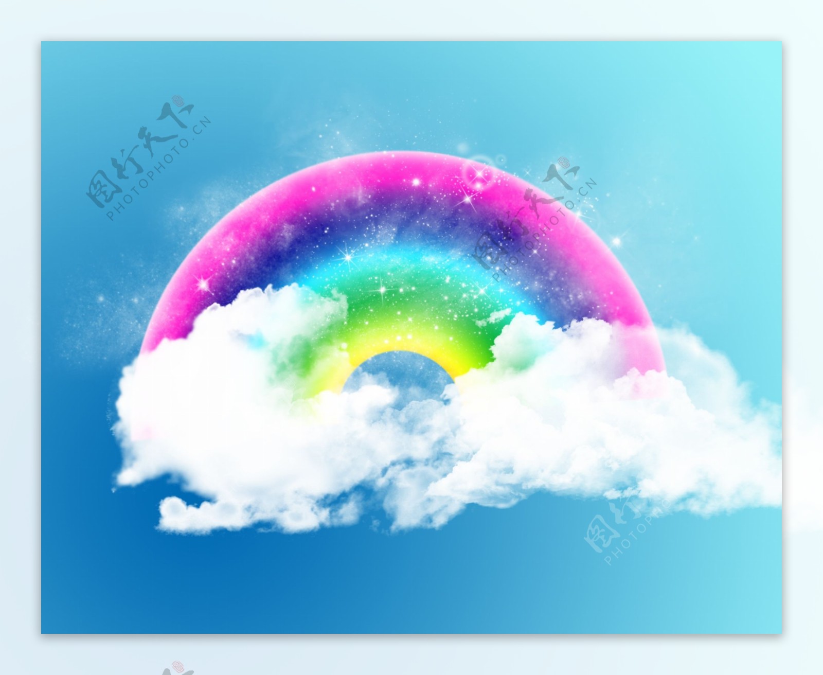 可爱彩虹云朵壁纸PSD分层素材
