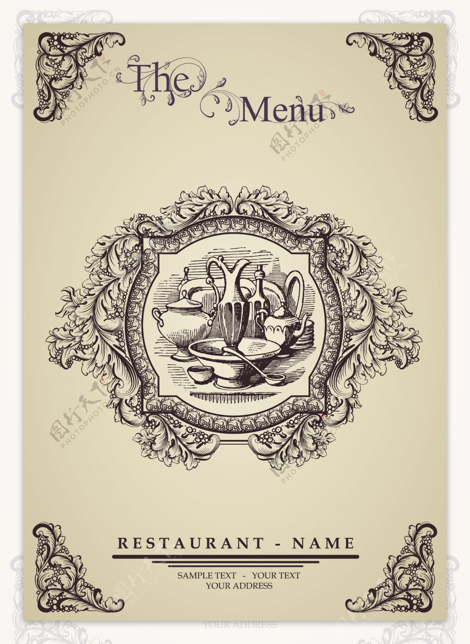 优雅手绘餐厅菜单