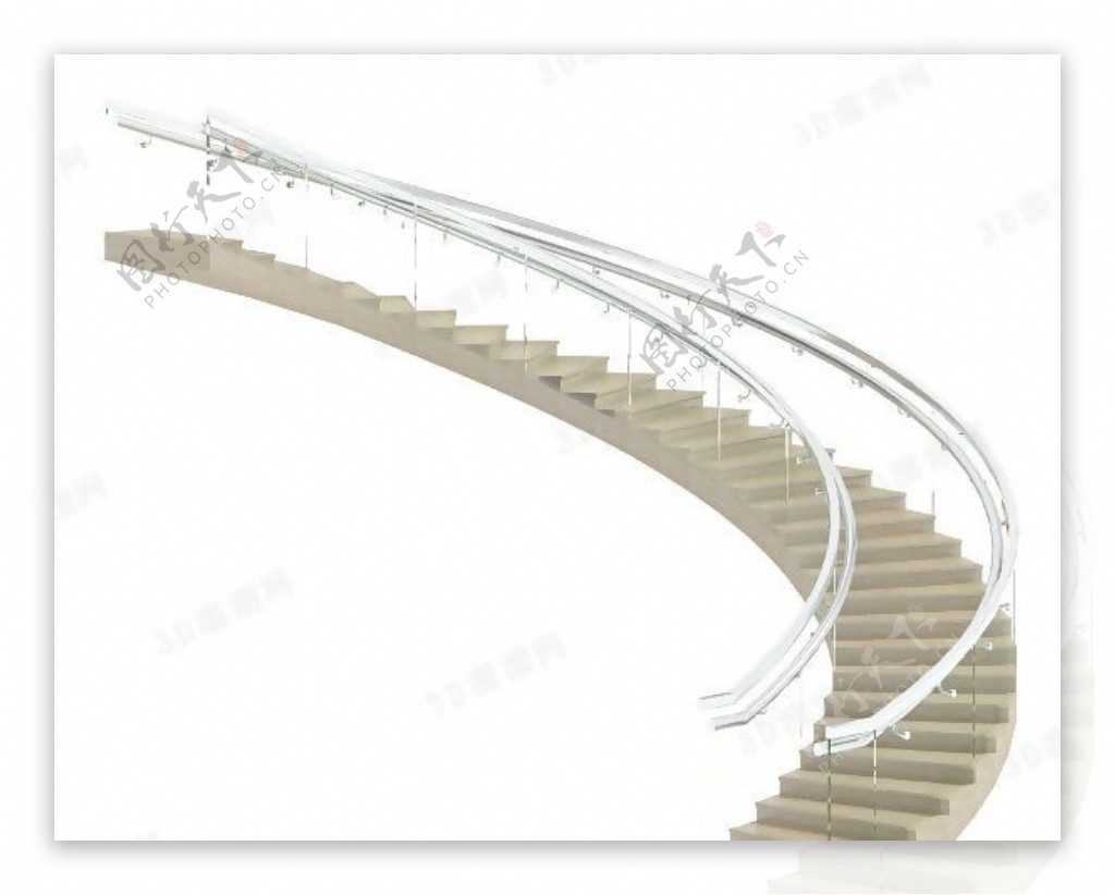 3D弧形楼梯模型
