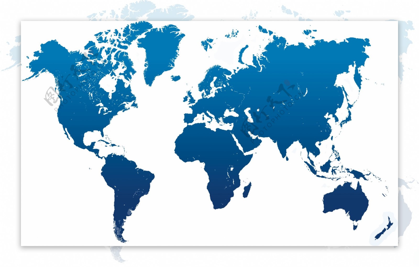 蓝色全球地图平面矢量图