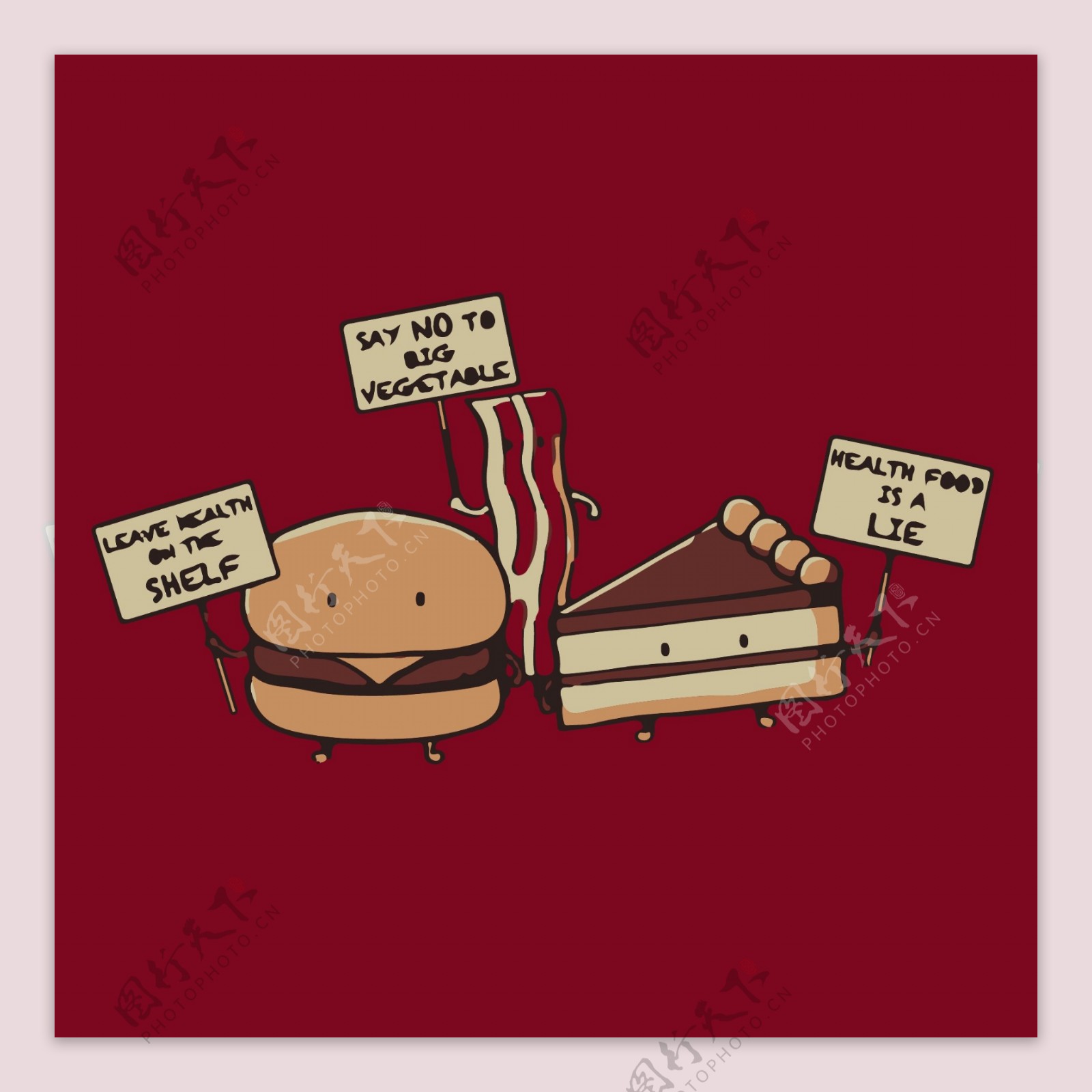 印花矢量图卡通生活元素汉堡蛋糕免费素材