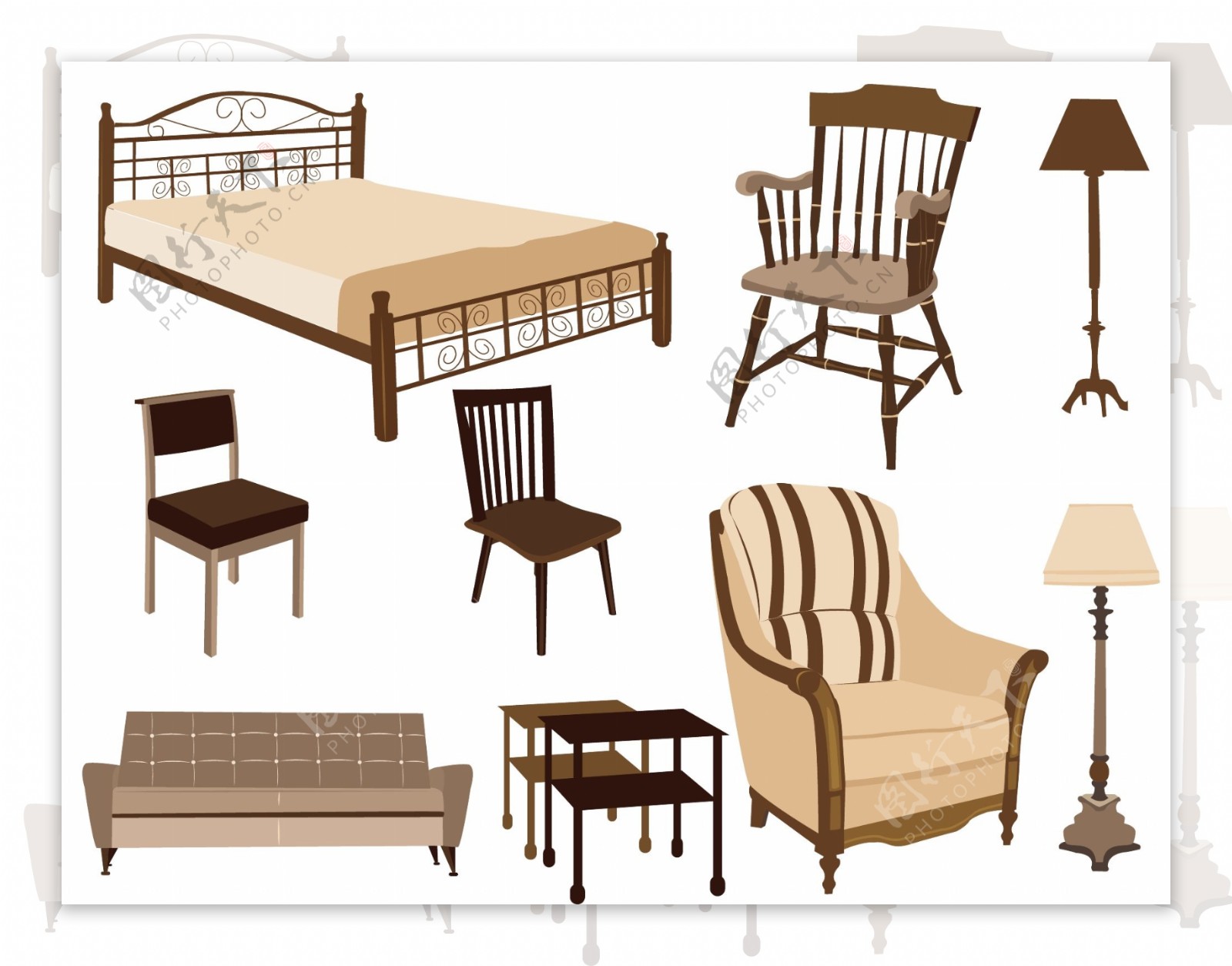 欧式家具矢量图标椅子沙发图片