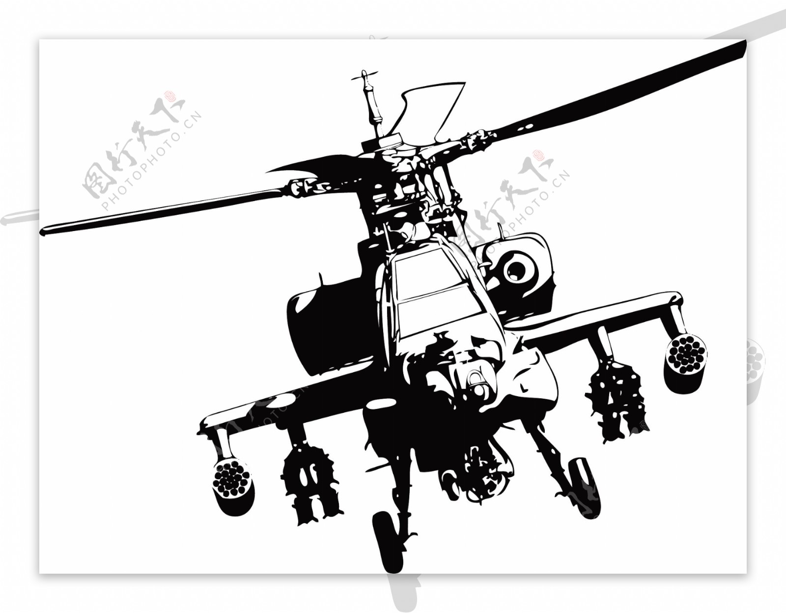 黑色直升机矢量素材