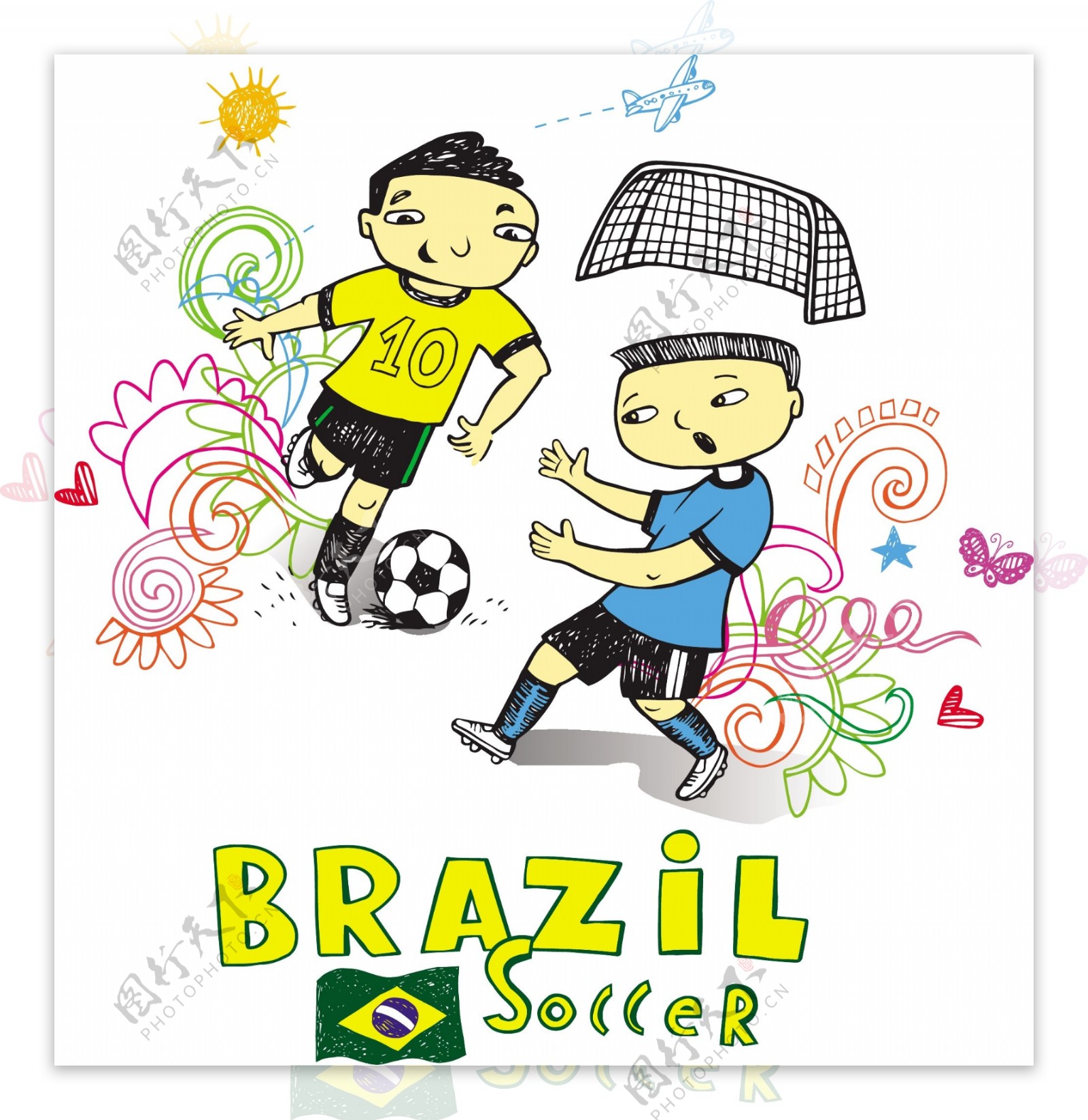 手绘巴西世界杯主题