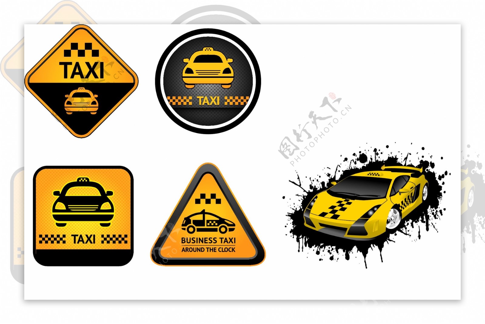 各类出租车卡通标识图片