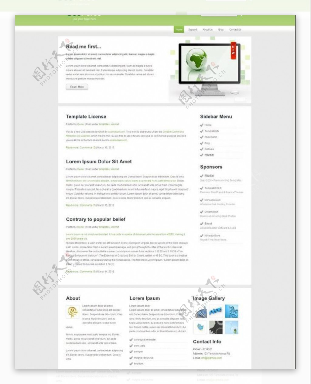 绿色企业博客网页模板图片