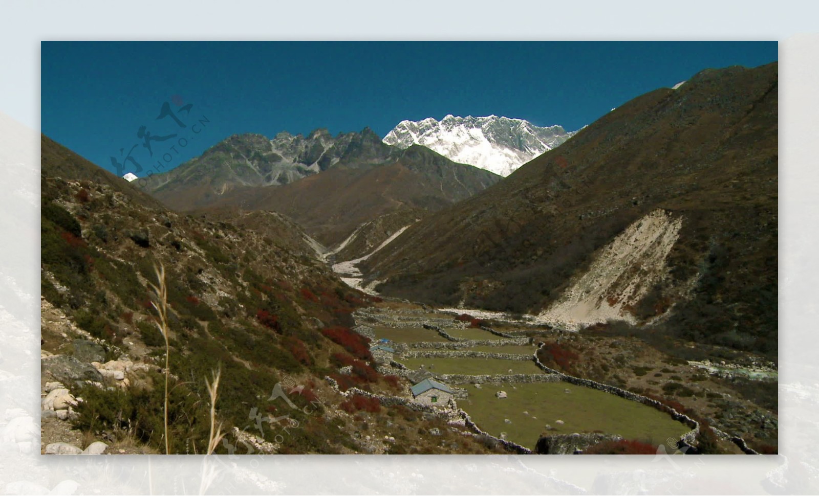 石头墙篱笆3股票的录像在尼泊尔的山谷