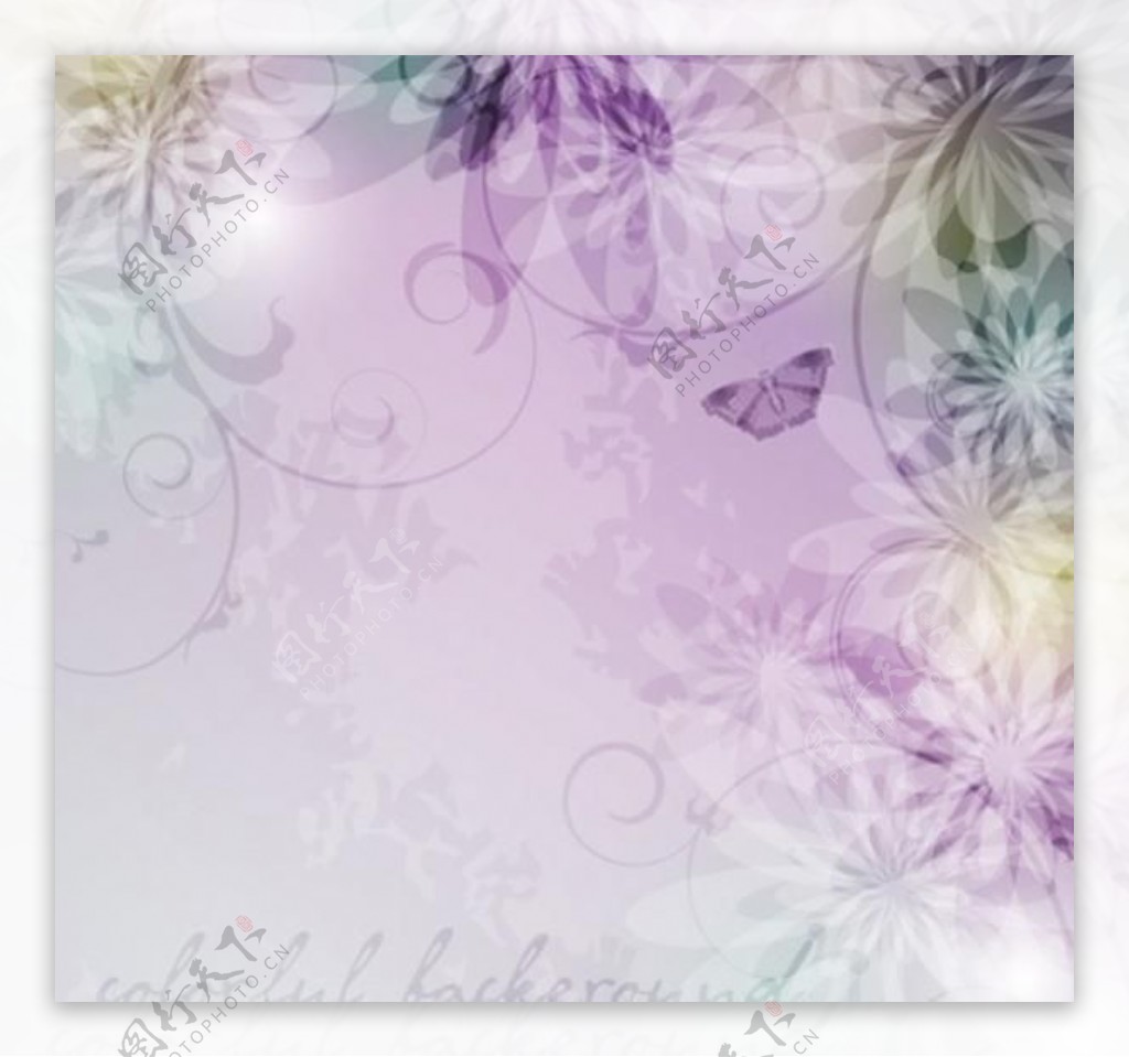 柔和的淡紫色的花蝴蝶矢量背景