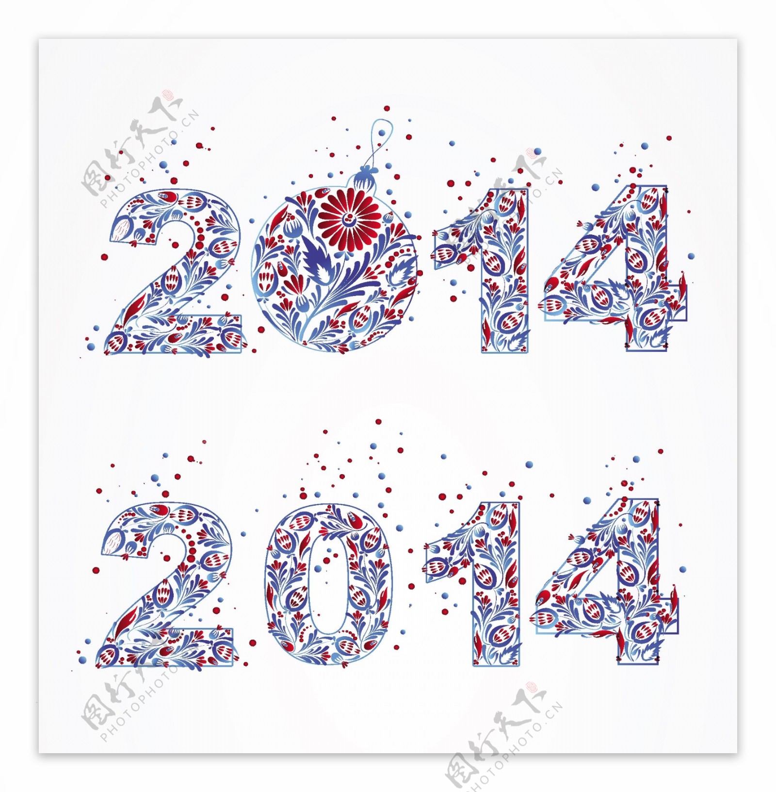 2014新年花纹矢量素材