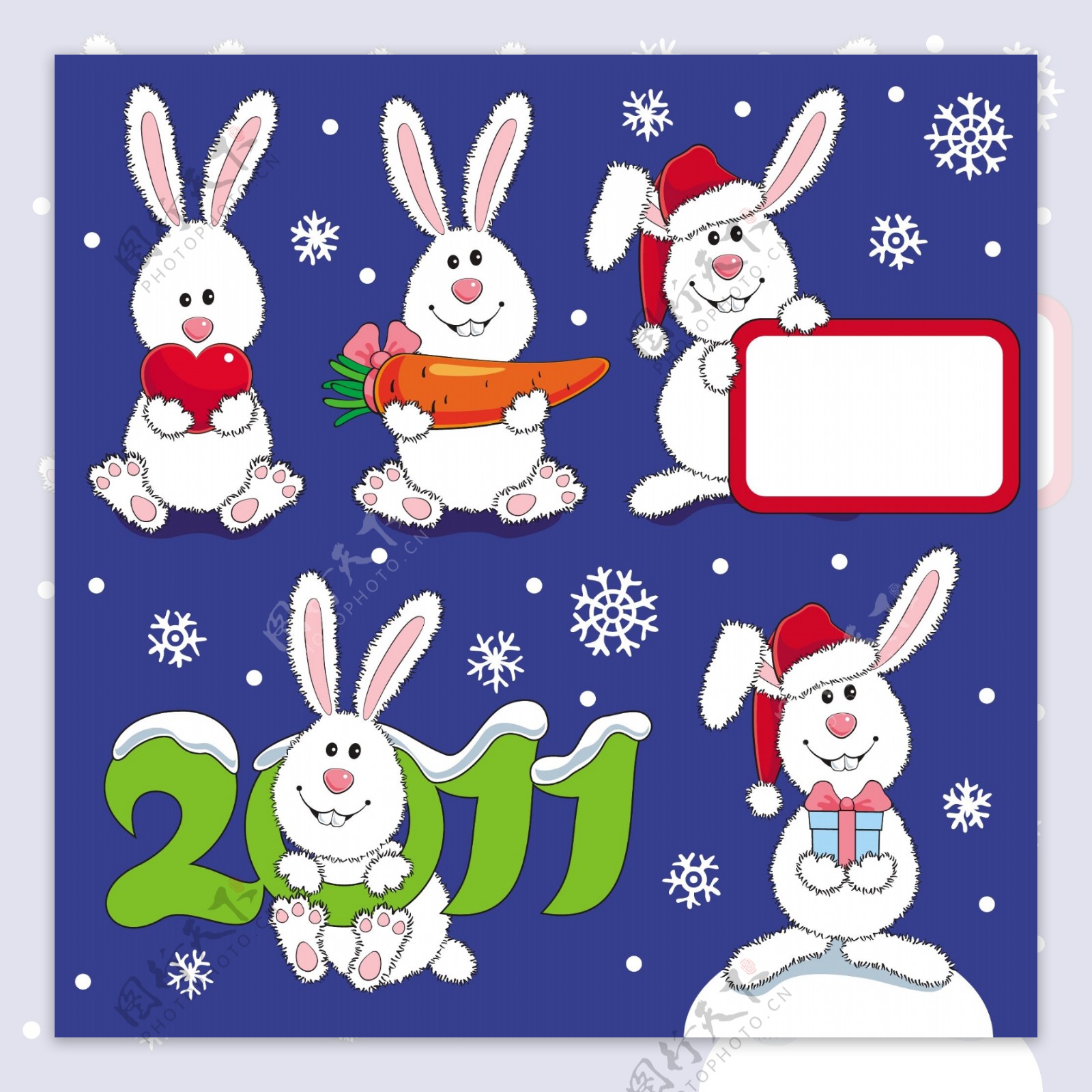卡通2011新年小白兔矢量素材