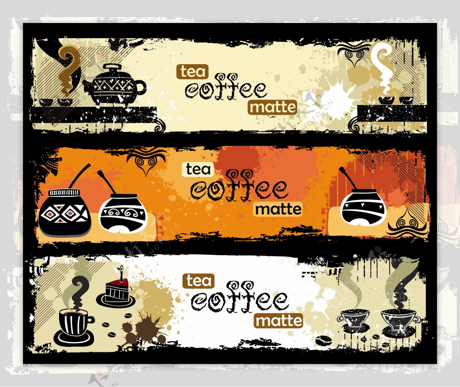 茶和咖啡主题banner矢量