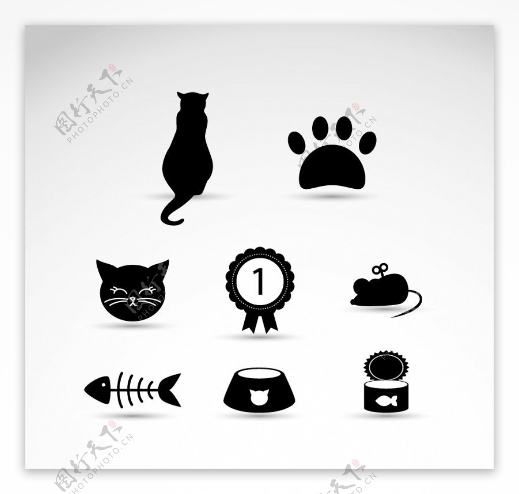 黑色猫元素图标矢量素材