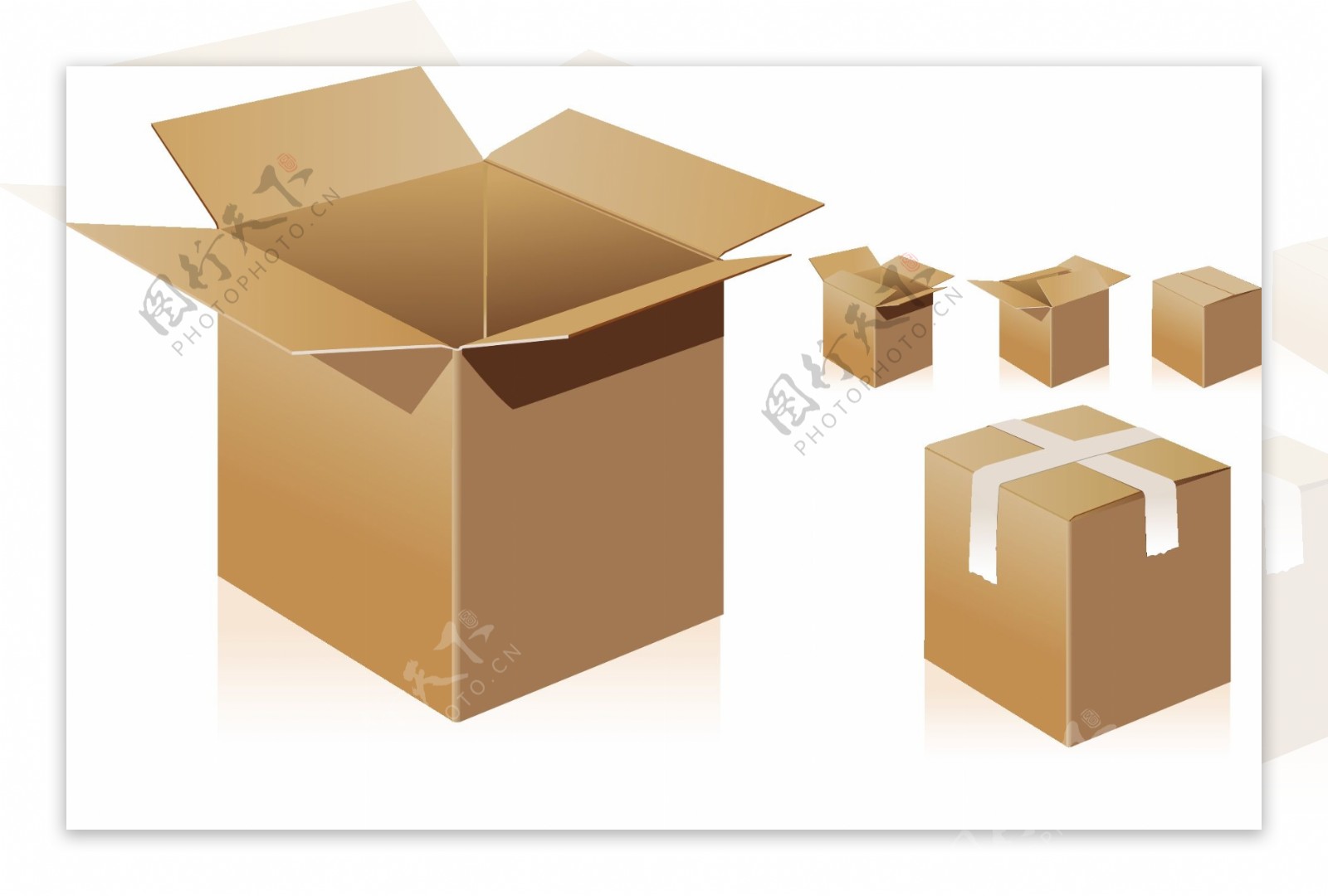 立体纸箱和常见纸箱标志矢量素材4