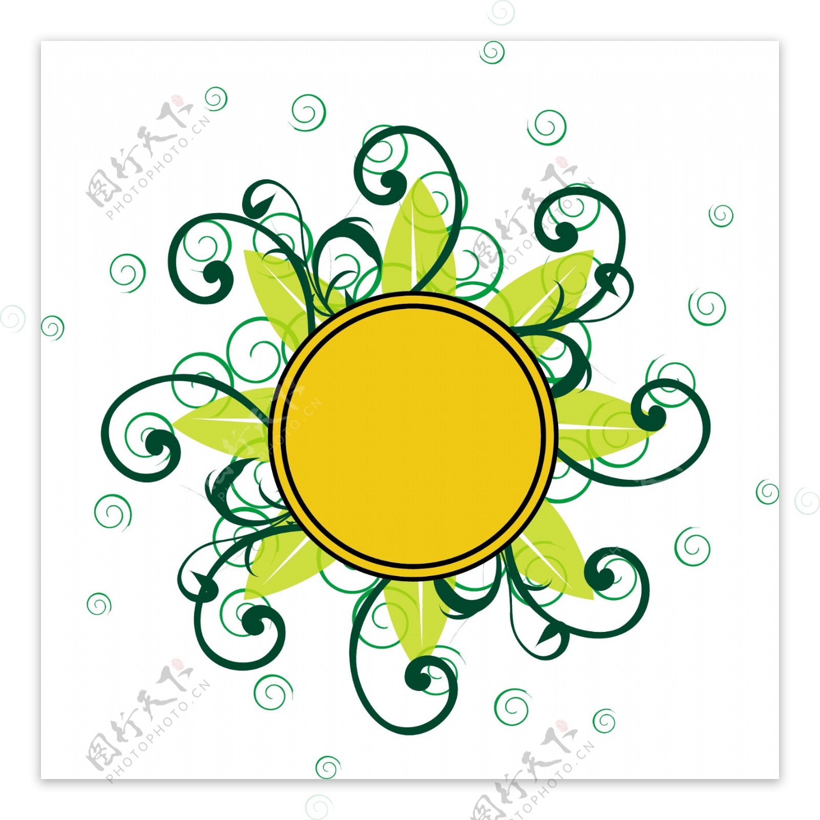矢量素材绿色太阳花纹