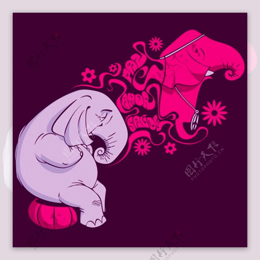 位图插画动物大象色彩免费素材
