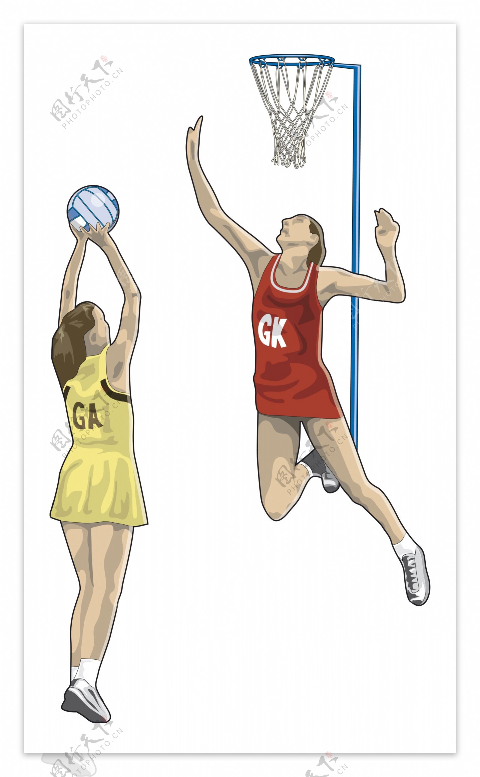 投篮运动插画图片