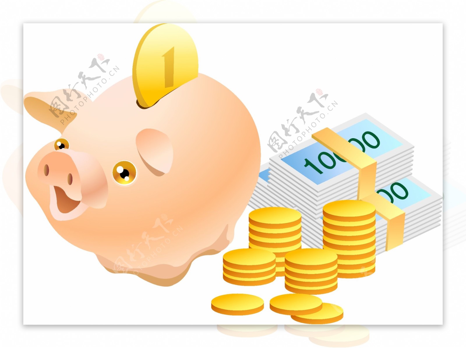 韩国可爱小财猪存钱罐矢量图
