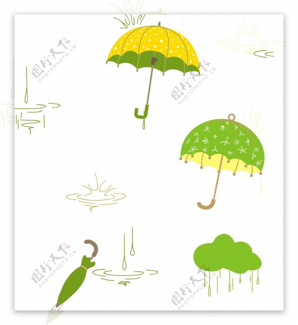 矢量雨伞水滴图片