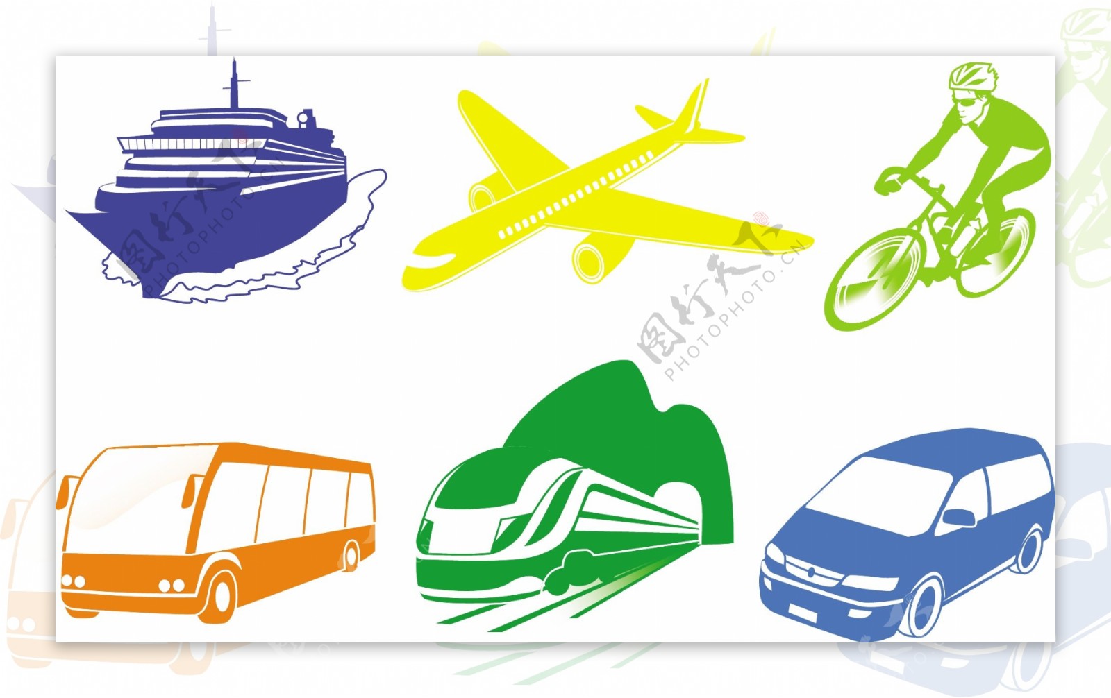 旅游交通图标设置矢量工具图标