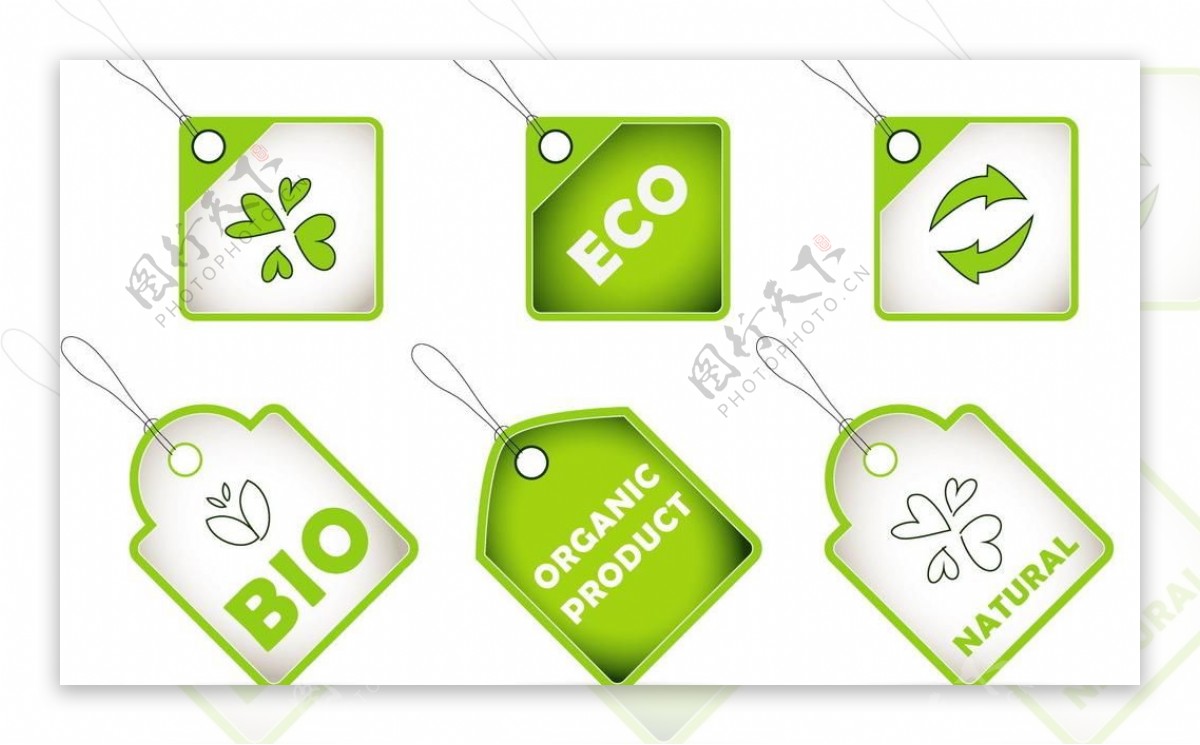 绿色环保生态贴纸标签图片