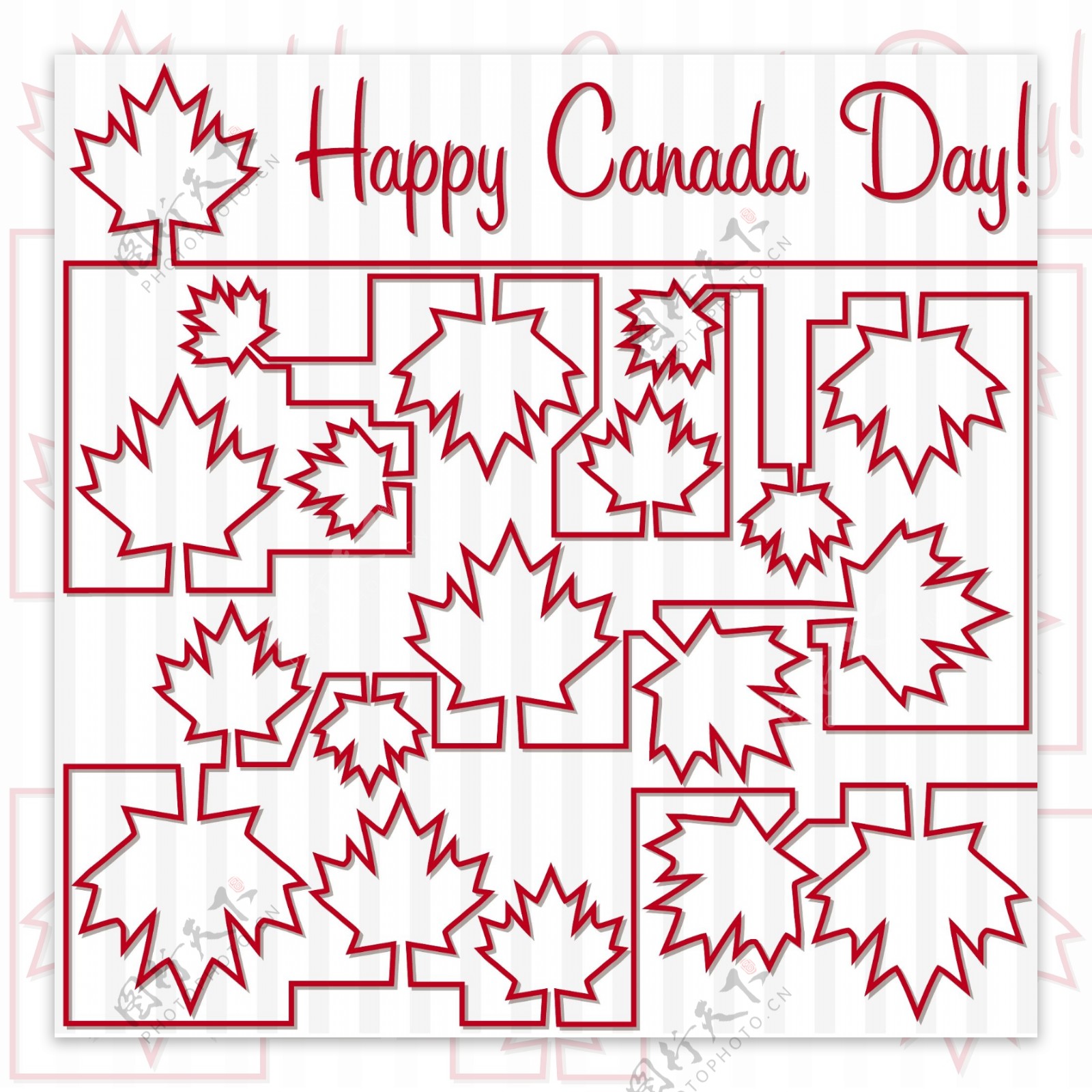 枫叶迷宫加拿大国庆节快乐卡矢量格式