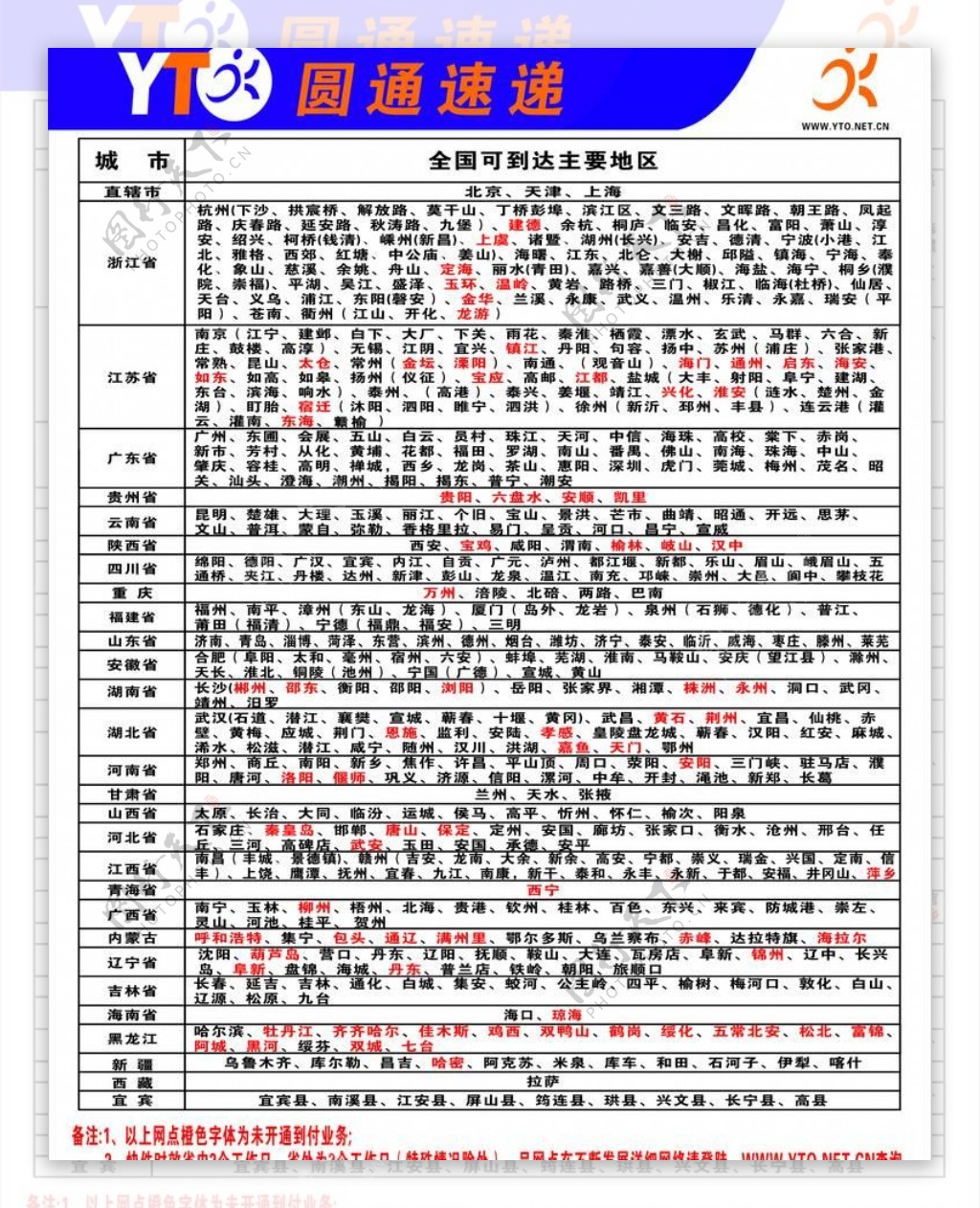 圆通快递各地地名图片