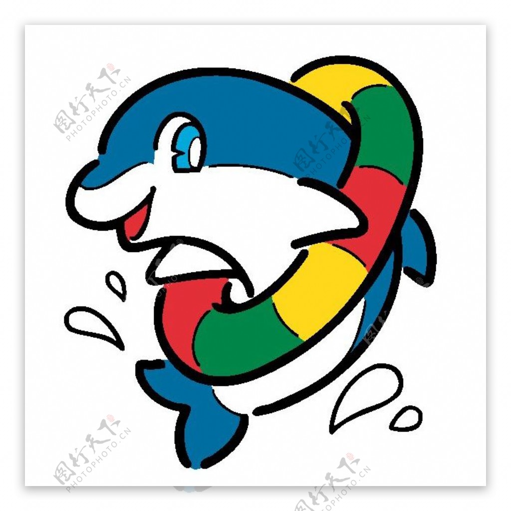 位图抽象动物海豚色彩卡通动物免费素材