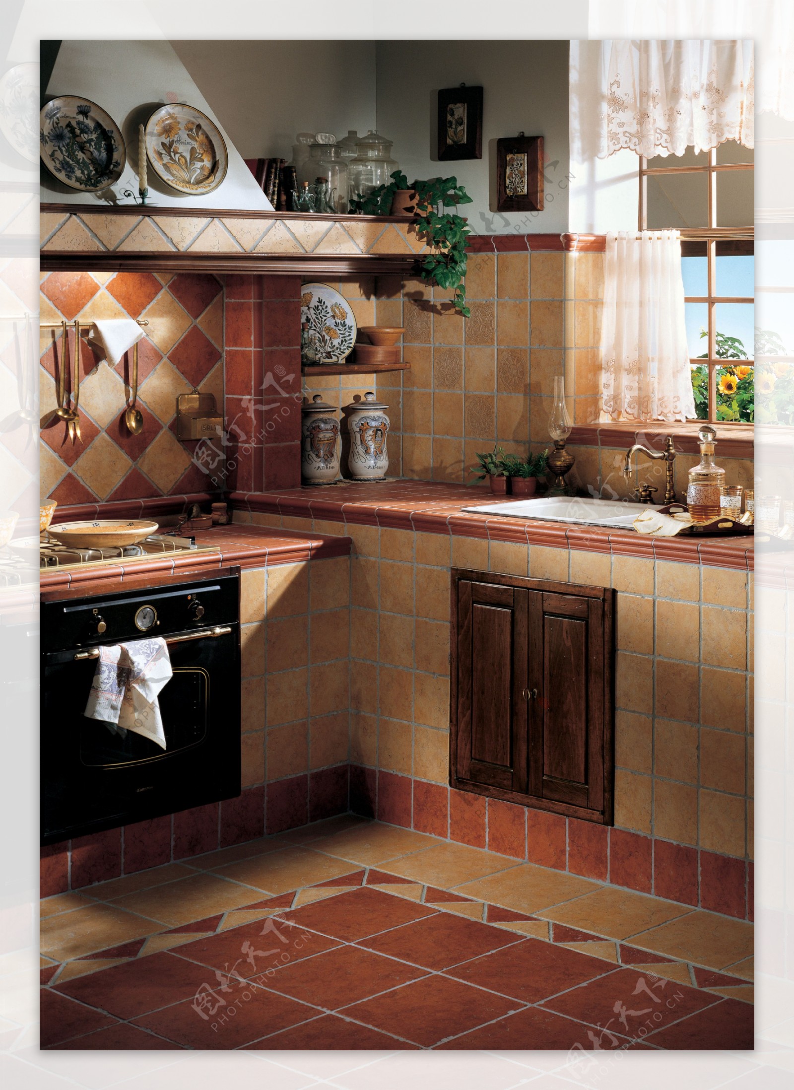 厨房样板间瓷砖铺贴效果图图片