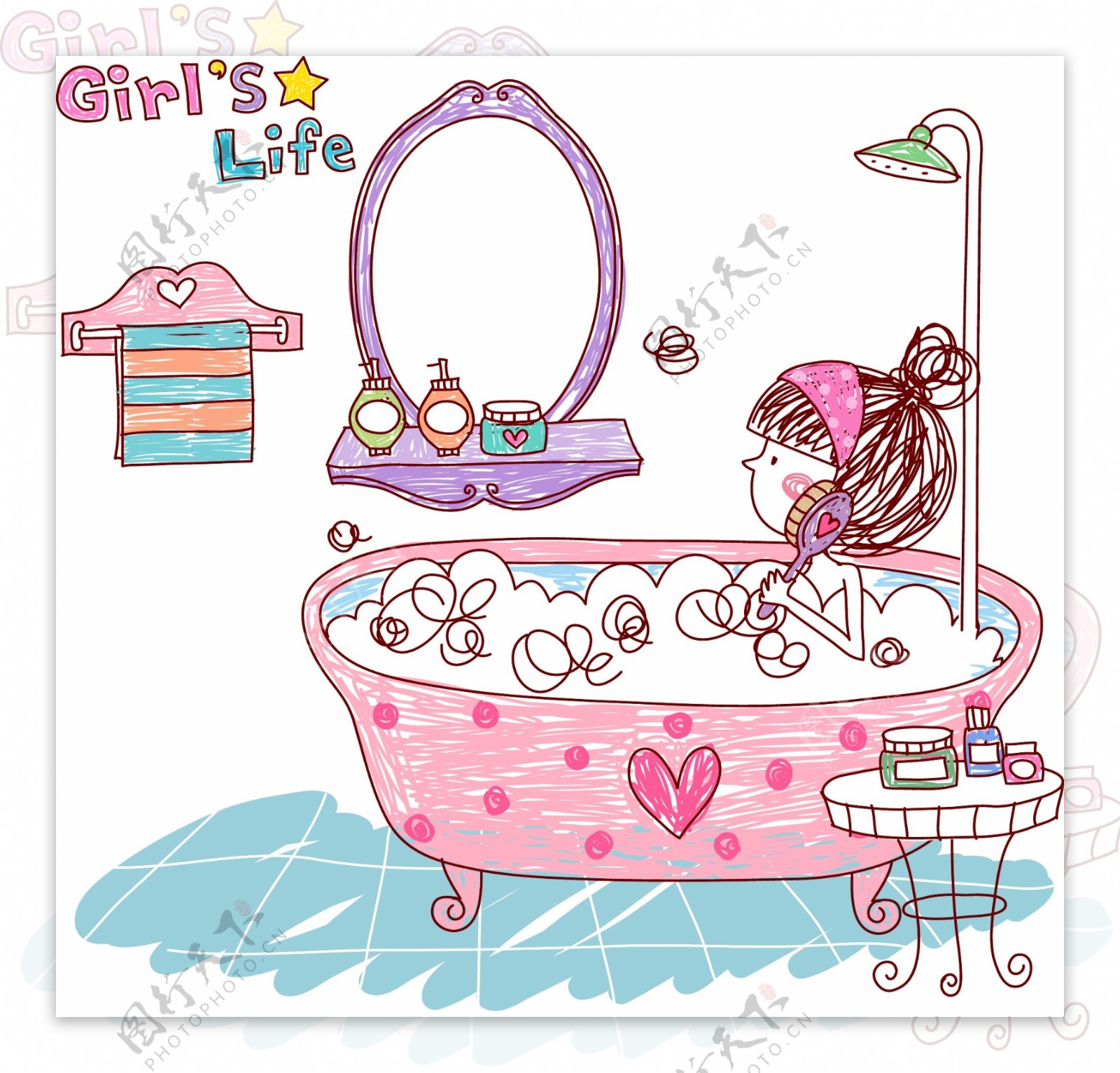 在浴缸里泡澡的女孩图片