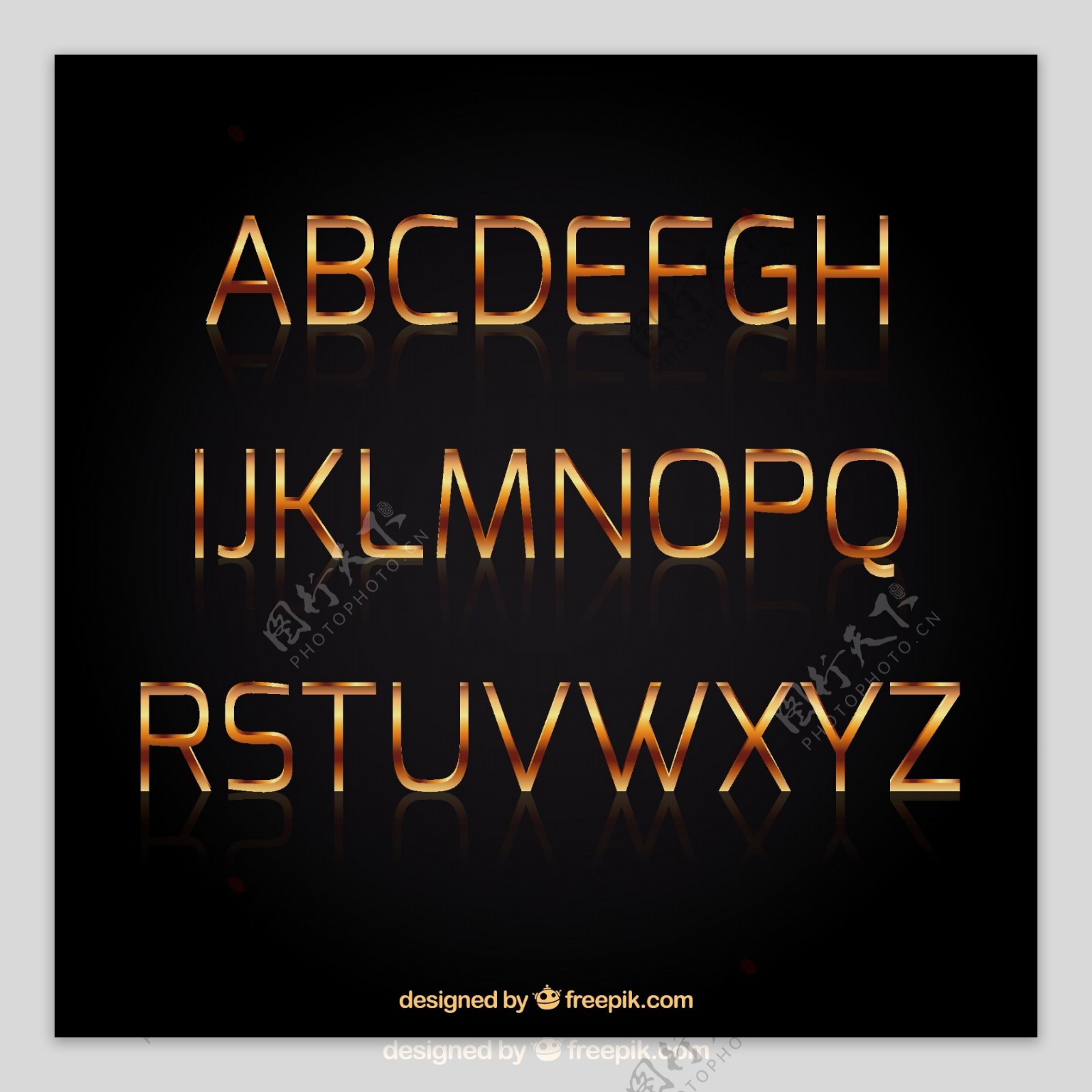 金色质感字母矢量素材
