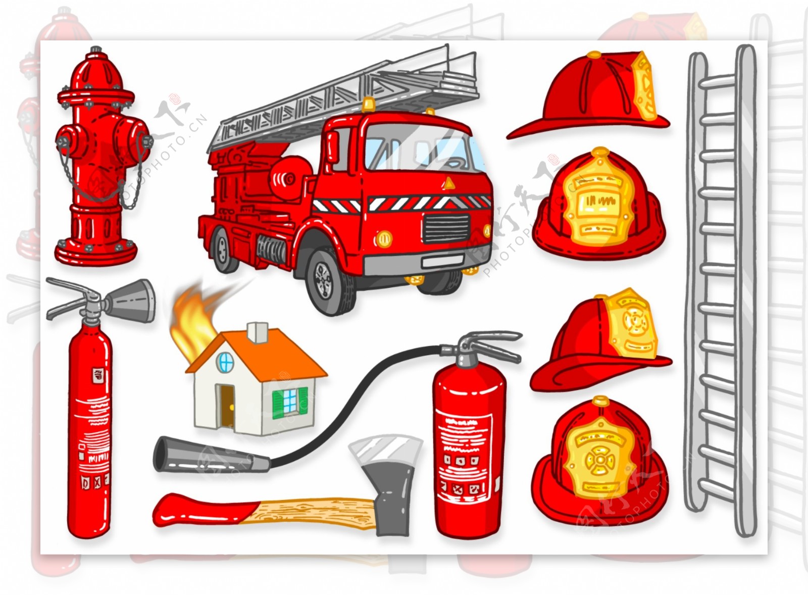 消防设备设计矢量图AI