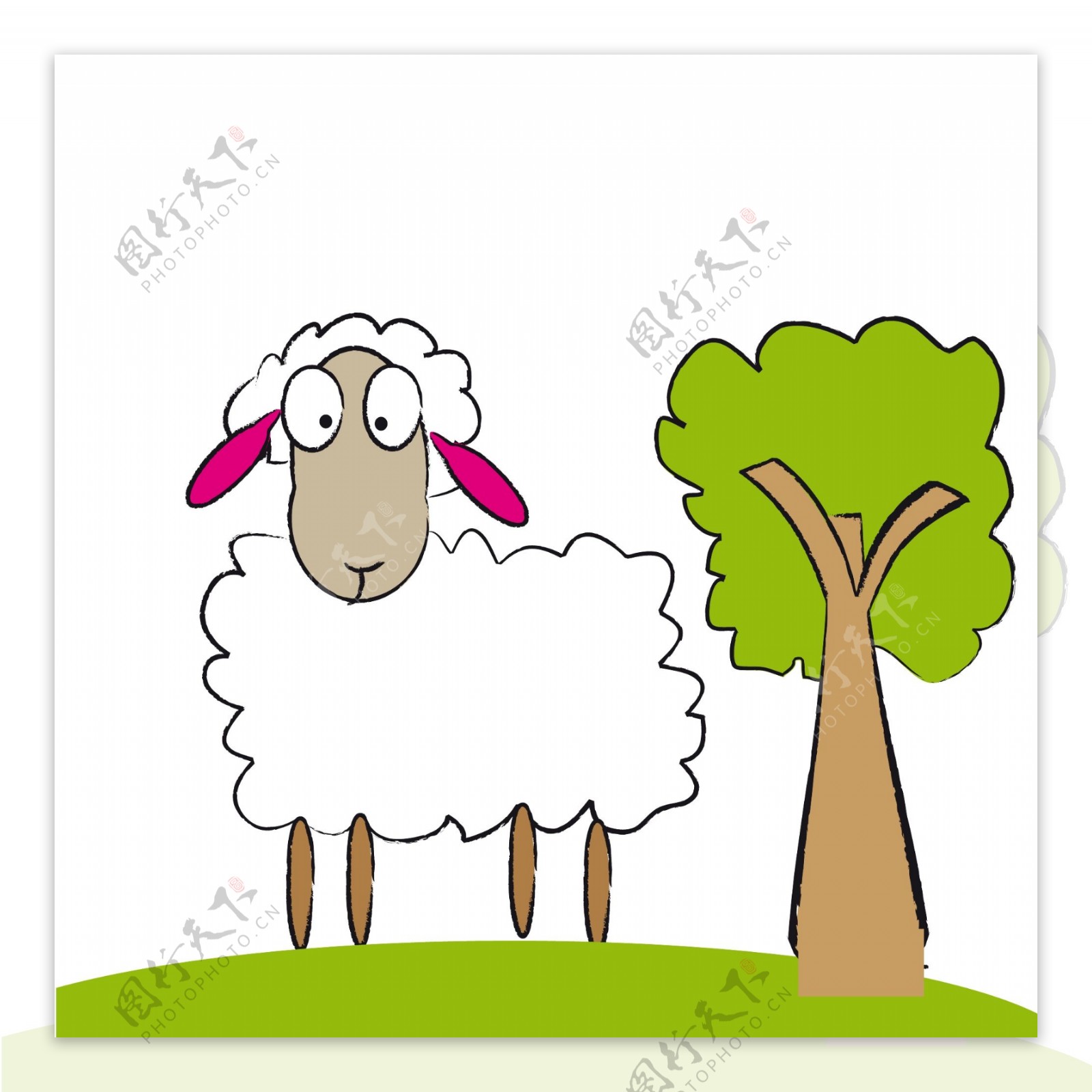 印花矢量图婴童简单图案卡通动物羊免费素材