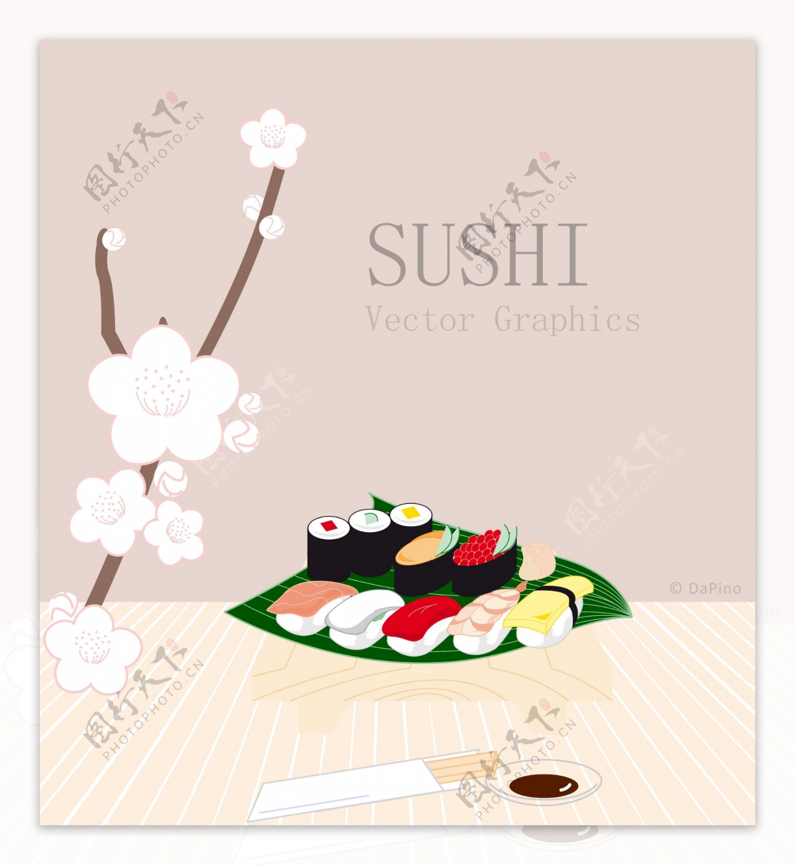 充满日式风味的寿司矢量
