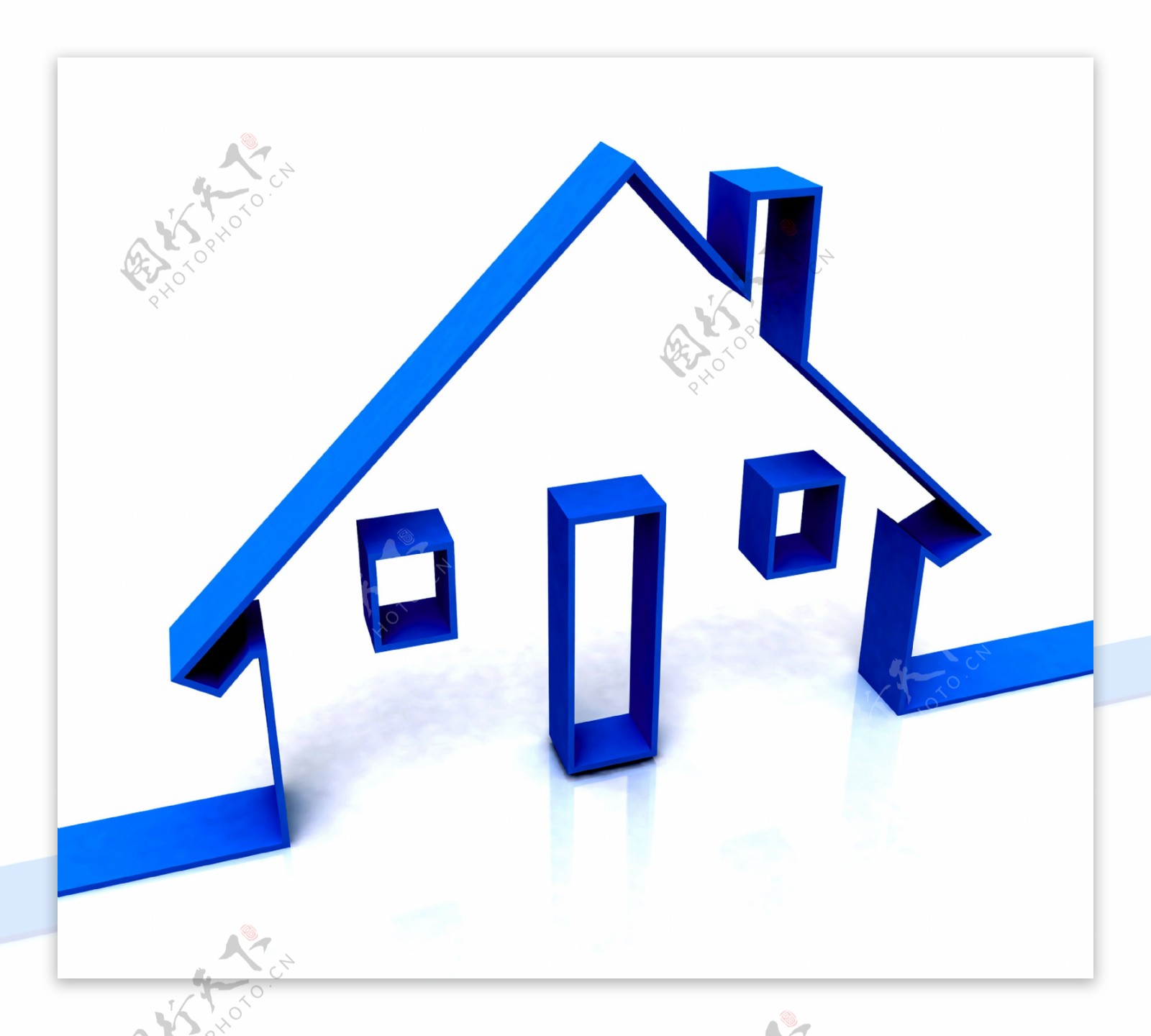蓝房子示意图显示房地产或租金