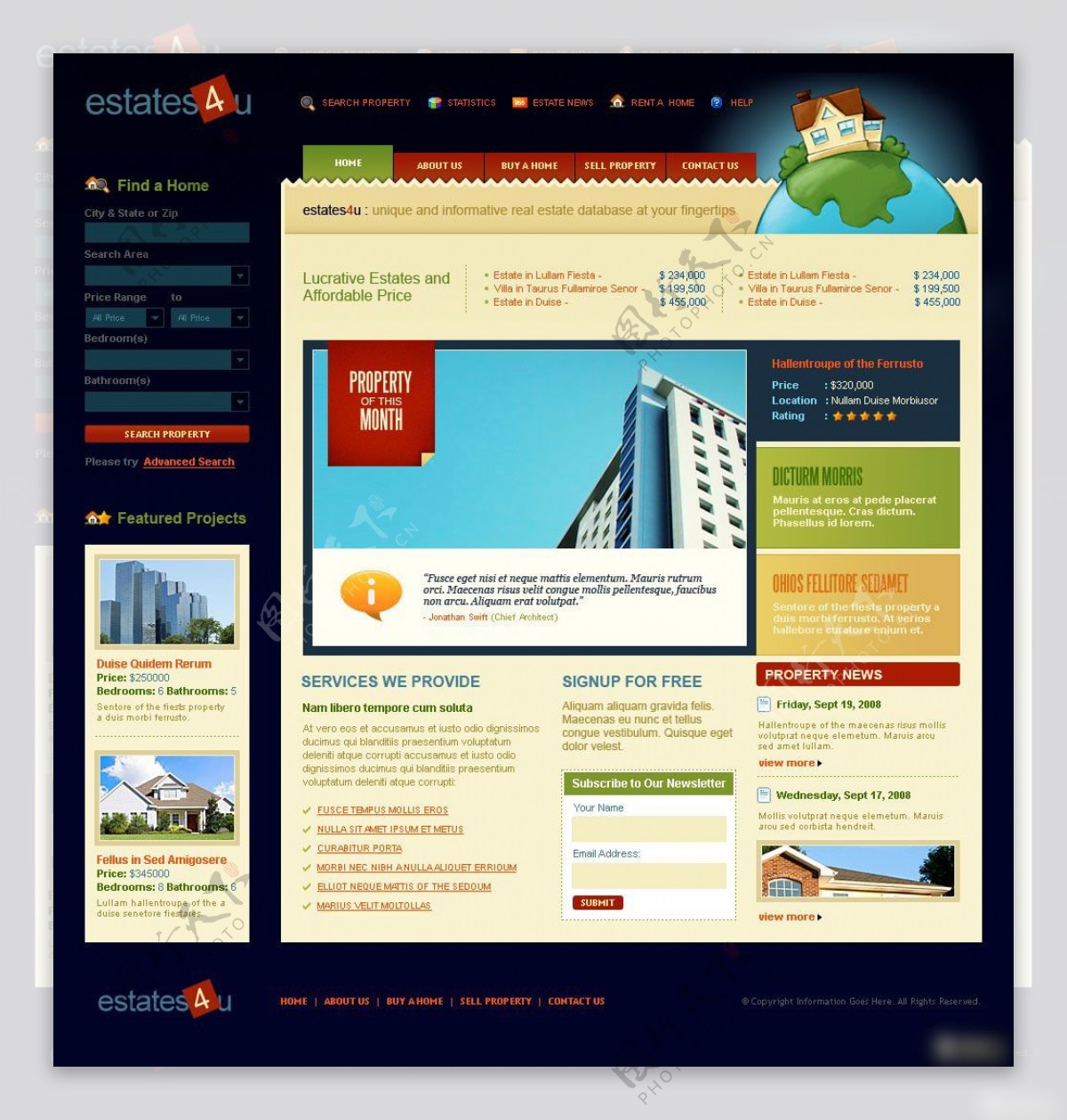 地产公司网页设计