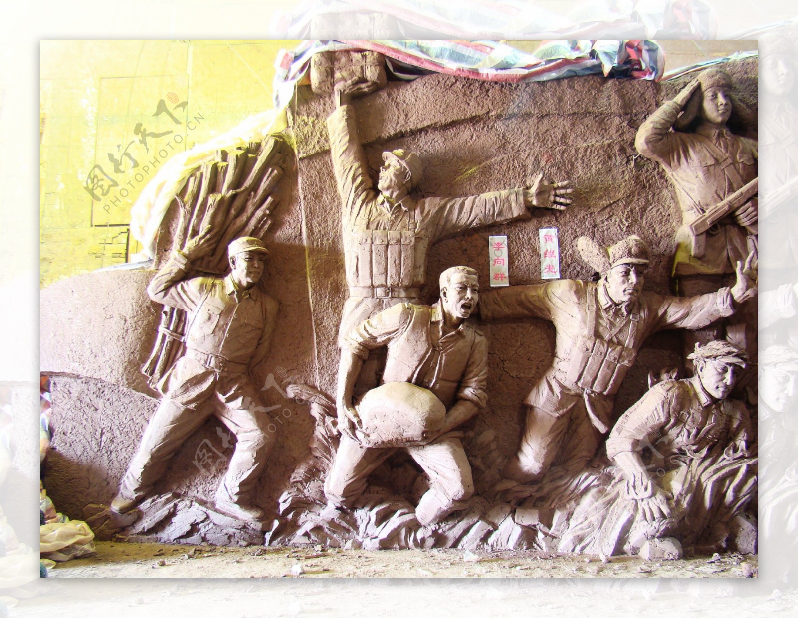 上海梅园高浮雕泥塑图片