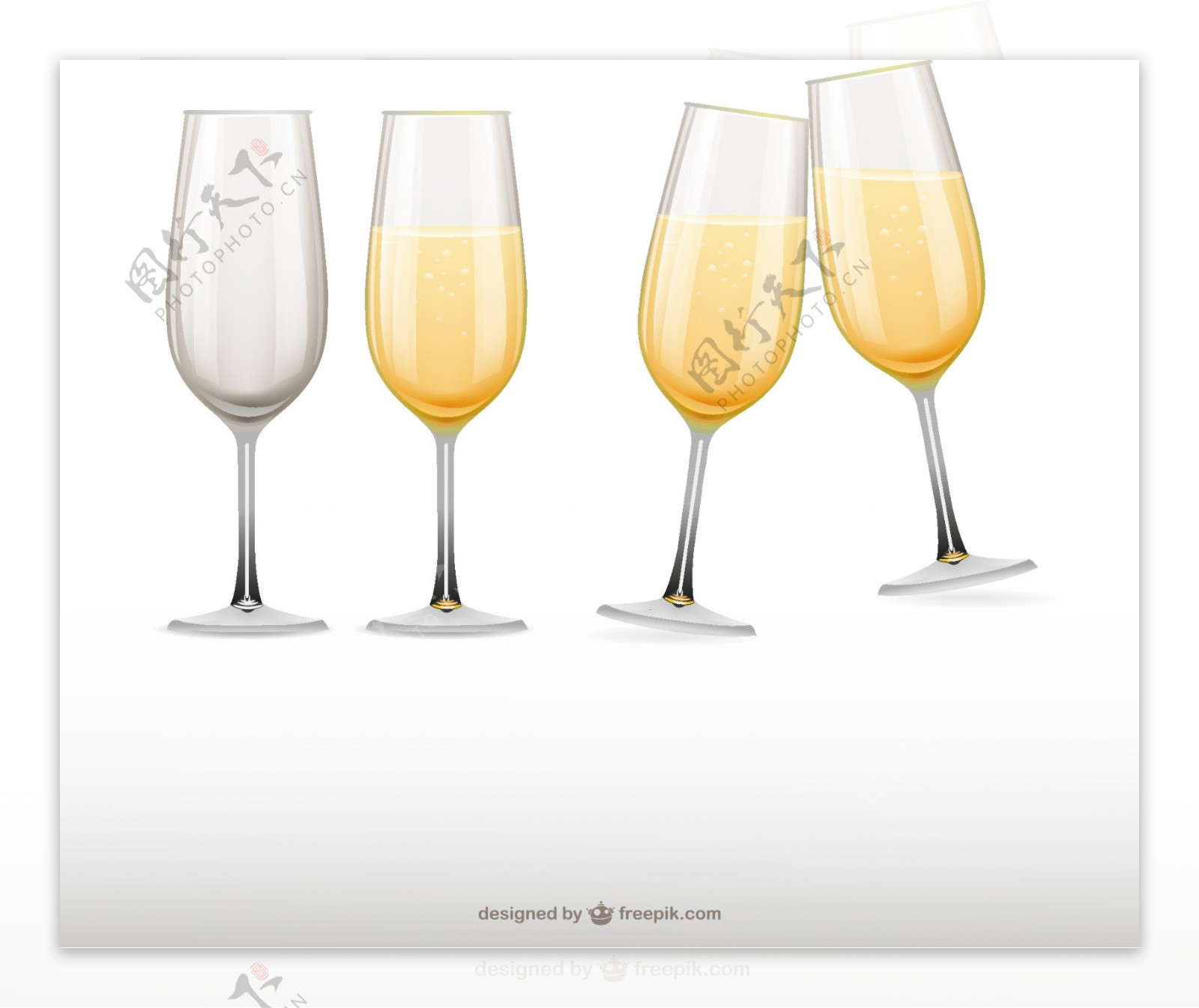4款香槟杯设计矢量素材