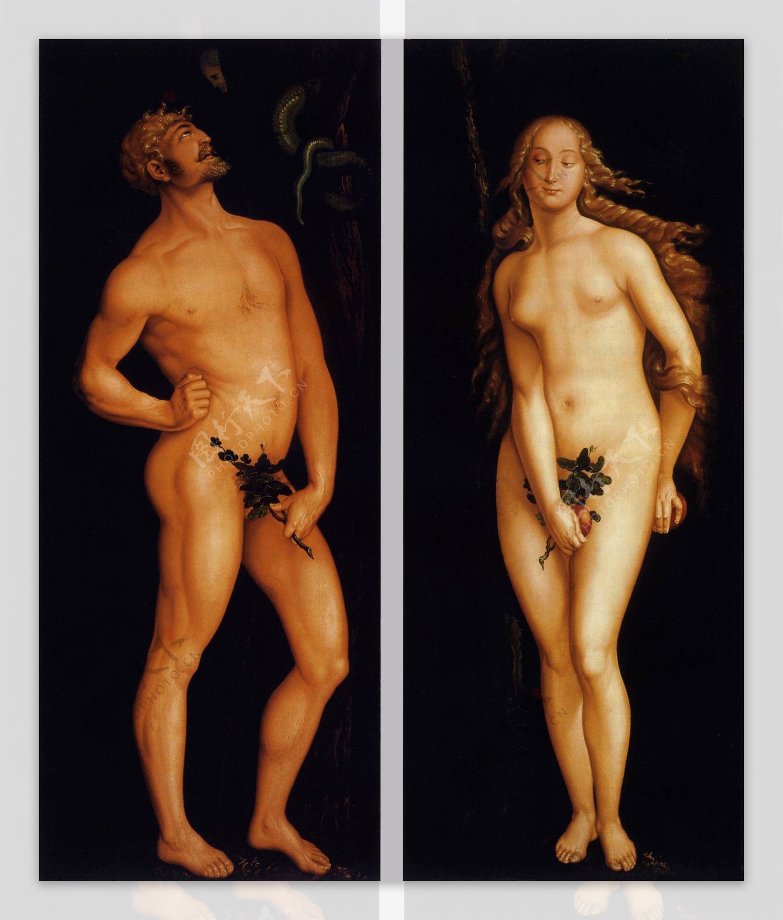 油画亚当和夏娃图片