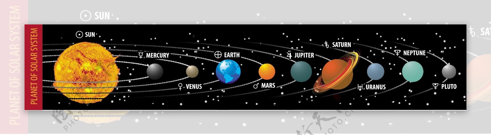 天文太阳系九大行星矢量效果图