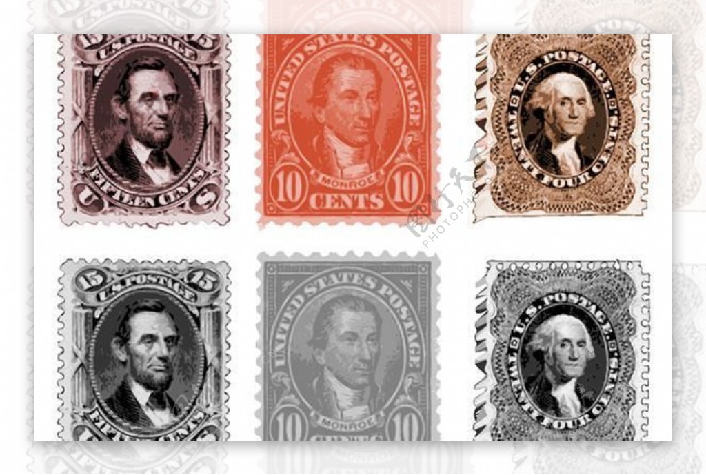 6年的美国邮票集
