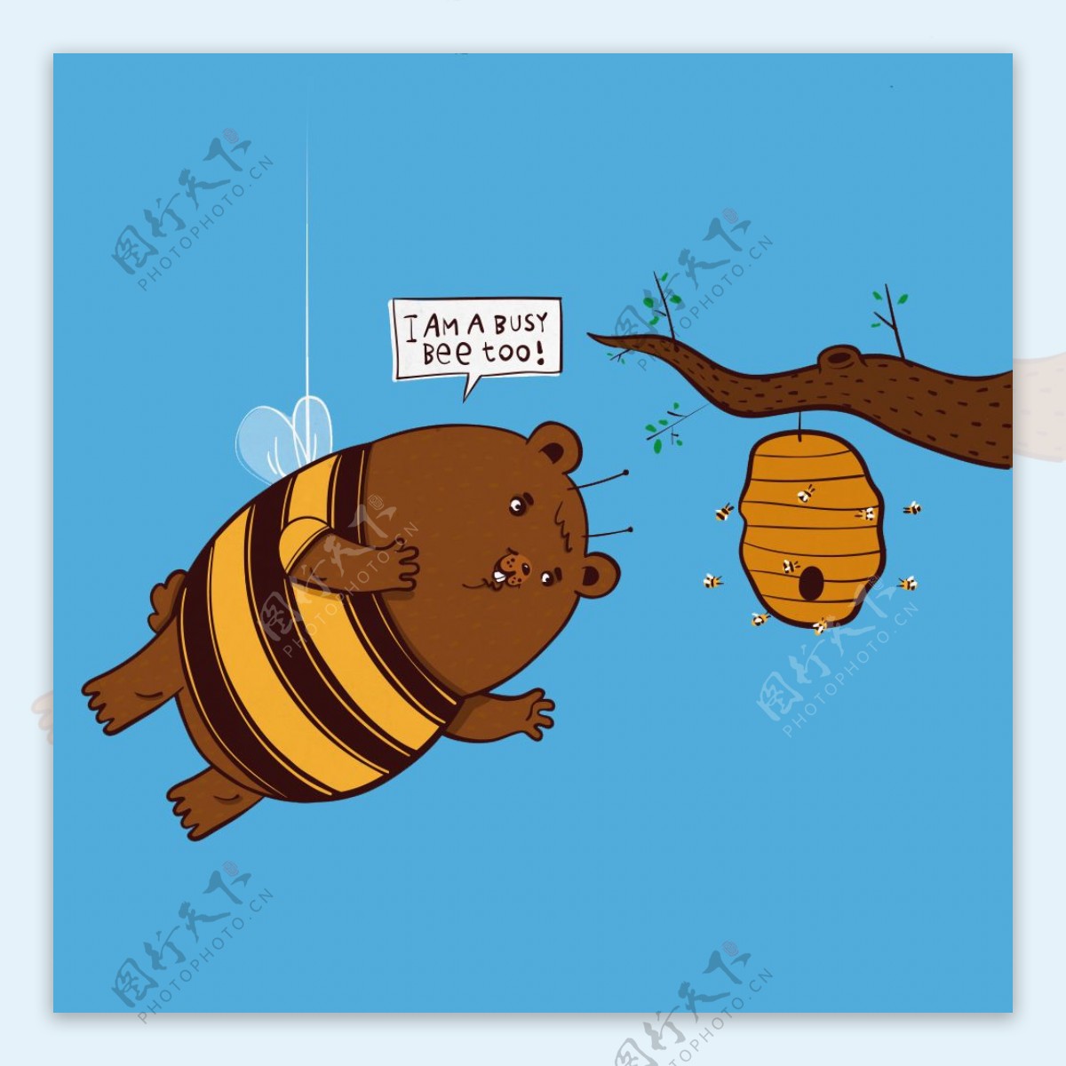 位图卡通卡通动物熊蜜蜂免费素材