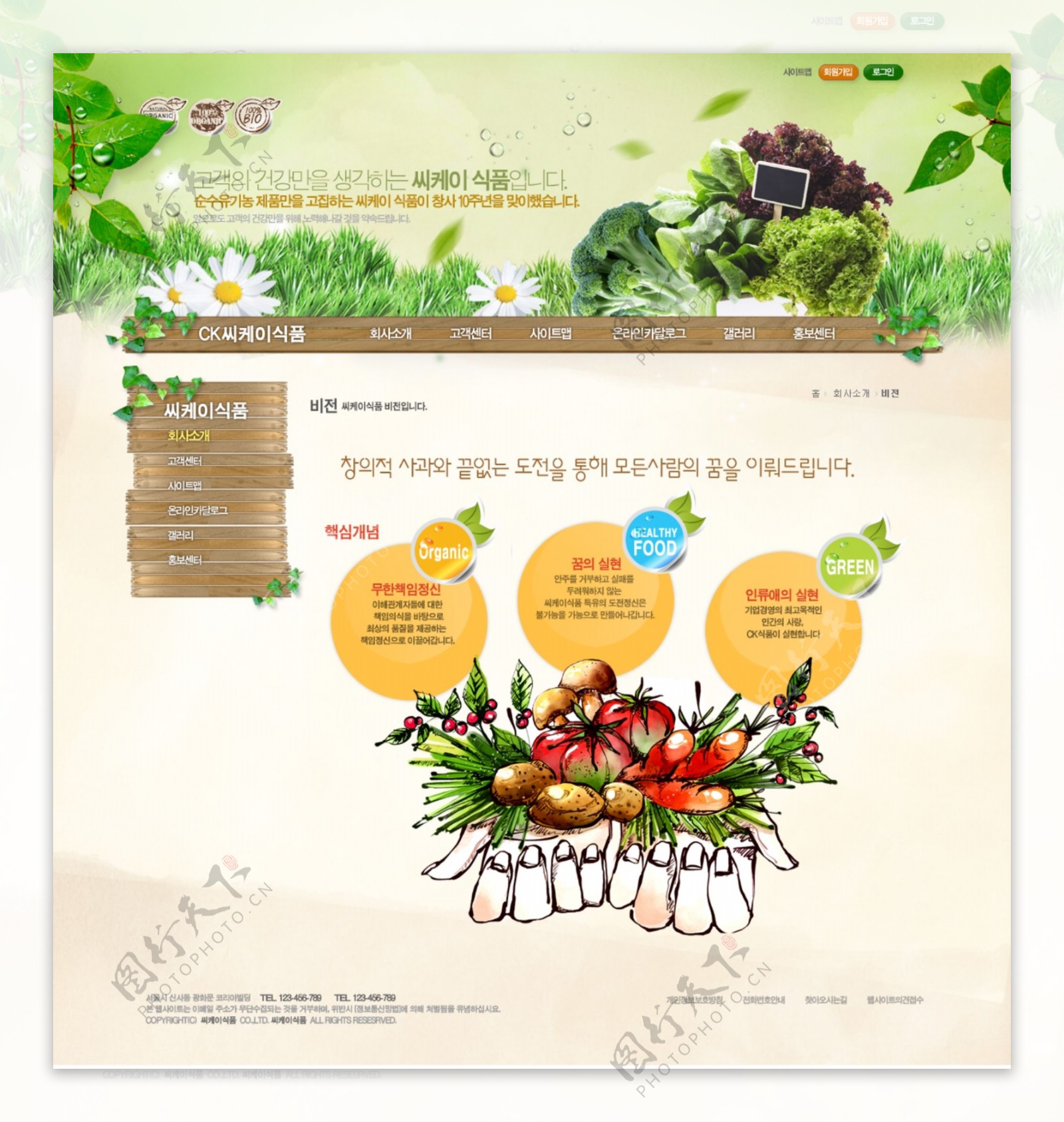 天然蔬菜网页psd模板