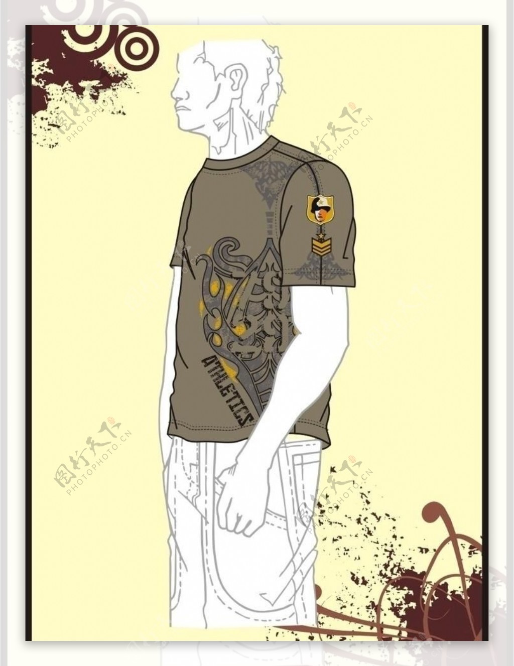 男装tshirt印花设计大刺青图腾图片