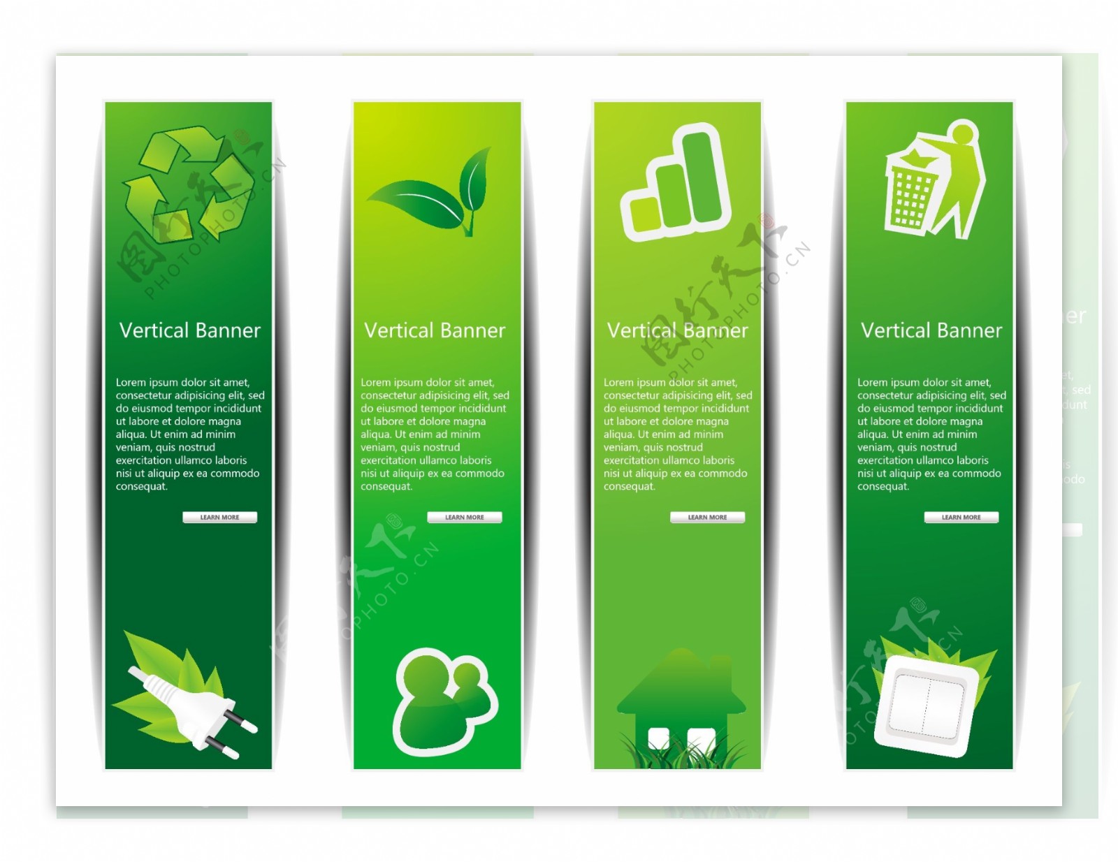 环保节能绿色条幅设计矢量素材