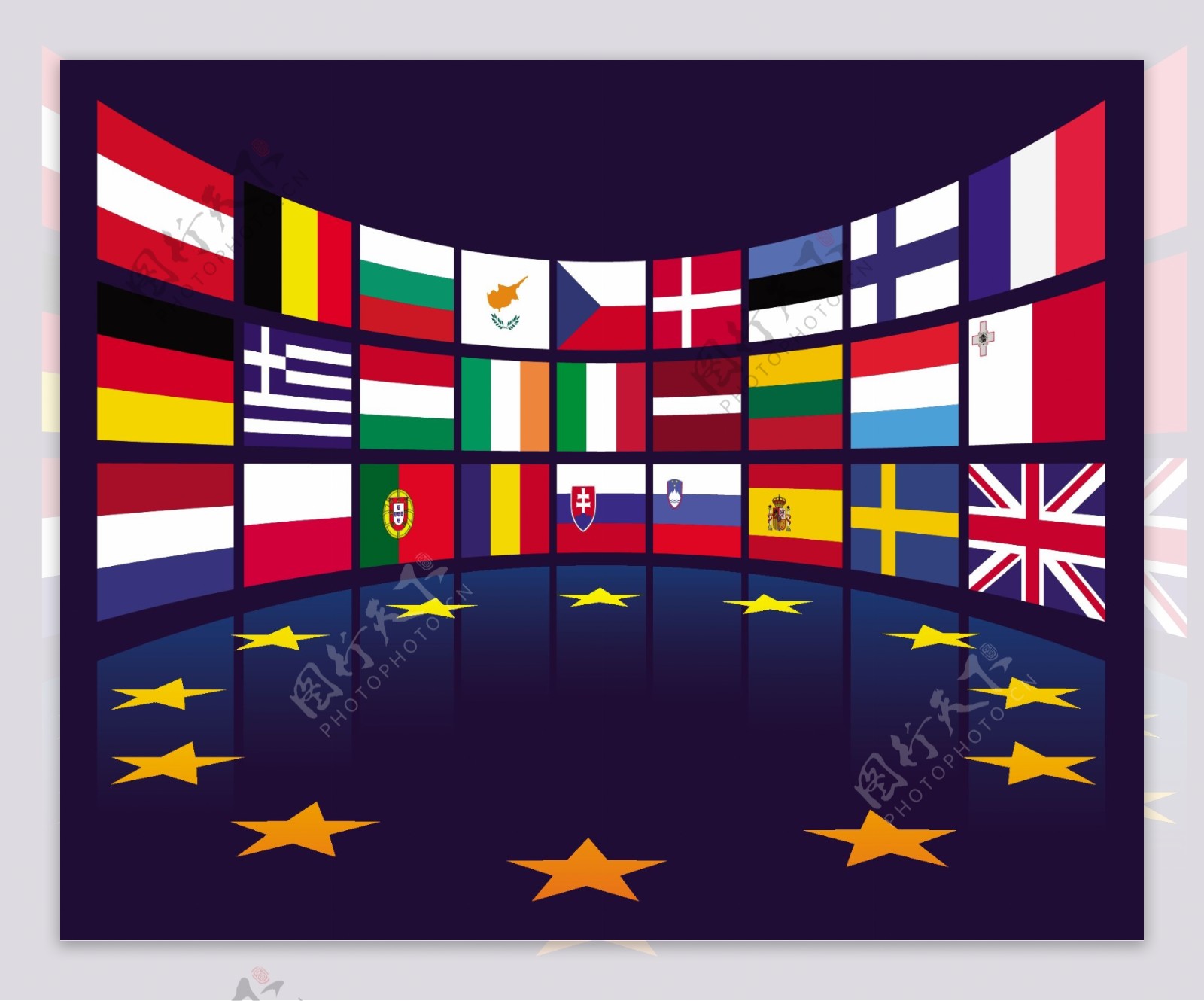 各种各样的欧盟国家标志矢量素材