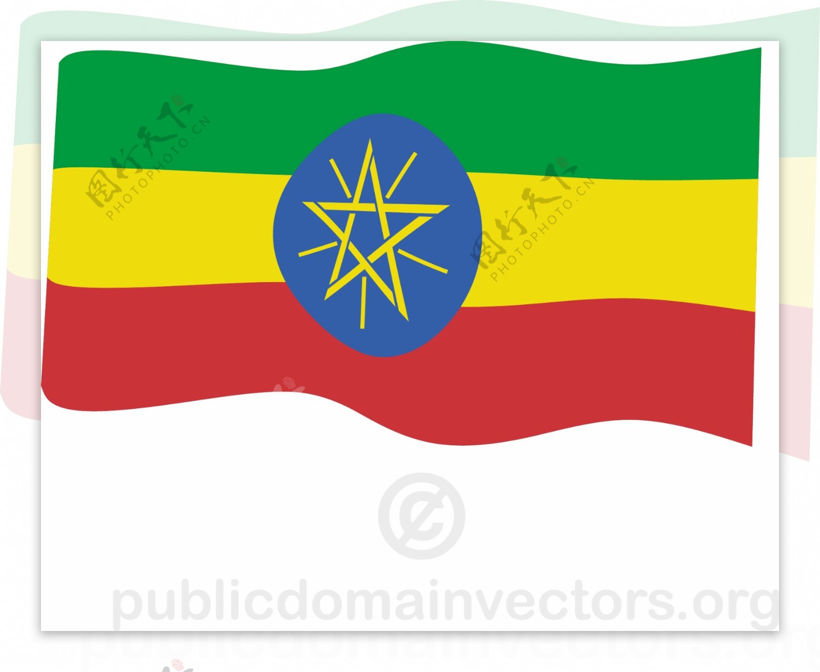 挥舞着旗帜的埃塞俄比亚向量